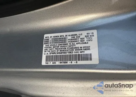2015 Honda Odyssey Exl z USA, uszkodzony, nr VIN 5FNRL5H68FB071963